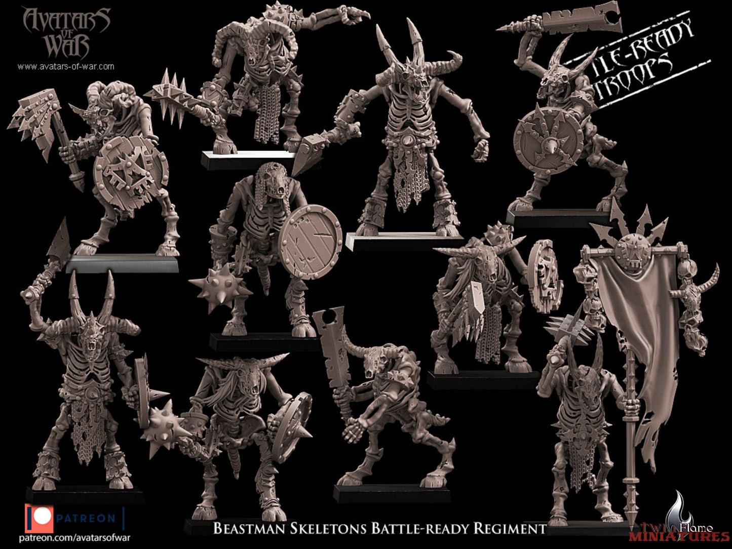 10 Undead Skeleton Beastman Battle-Ready Regiment