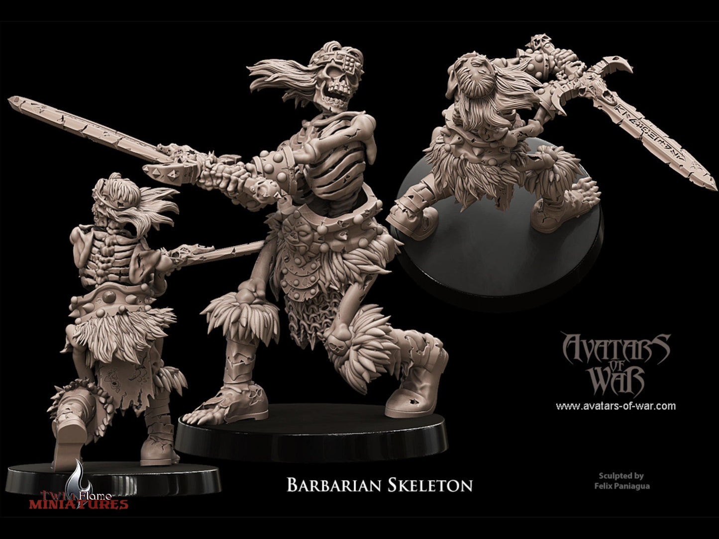 Undead Barbarian Skeleton Warrior with Sword