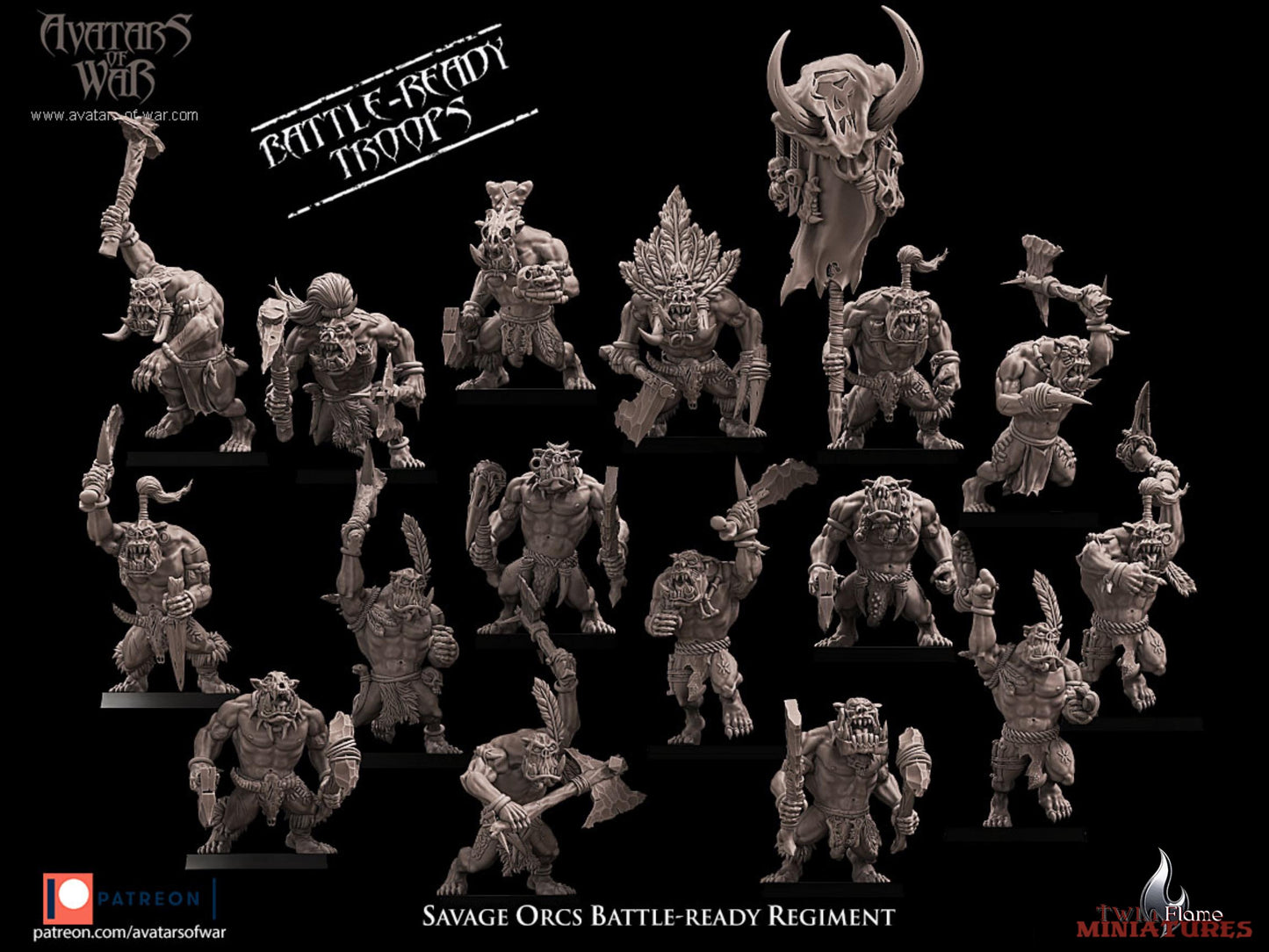 16 Savage Orcs Battle-Ready Regiment
