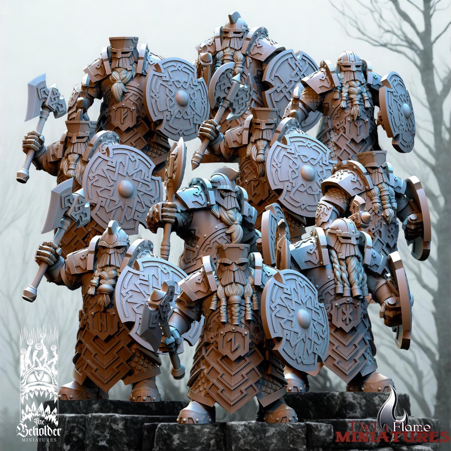 Ironheads Dwarven Regiment | Axe & Shield Infantry with Command Group