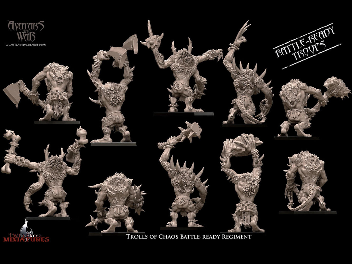 10 Trolls of Chaos Battle-Ready Regiment