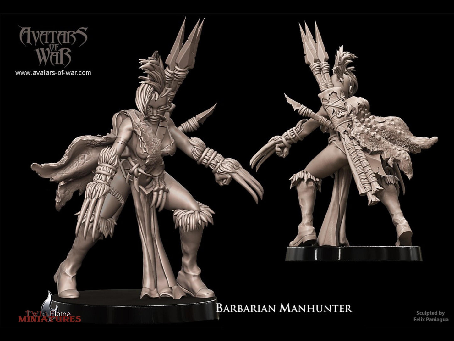 Female Barbarian Manhunter with Clawed Gauntlets