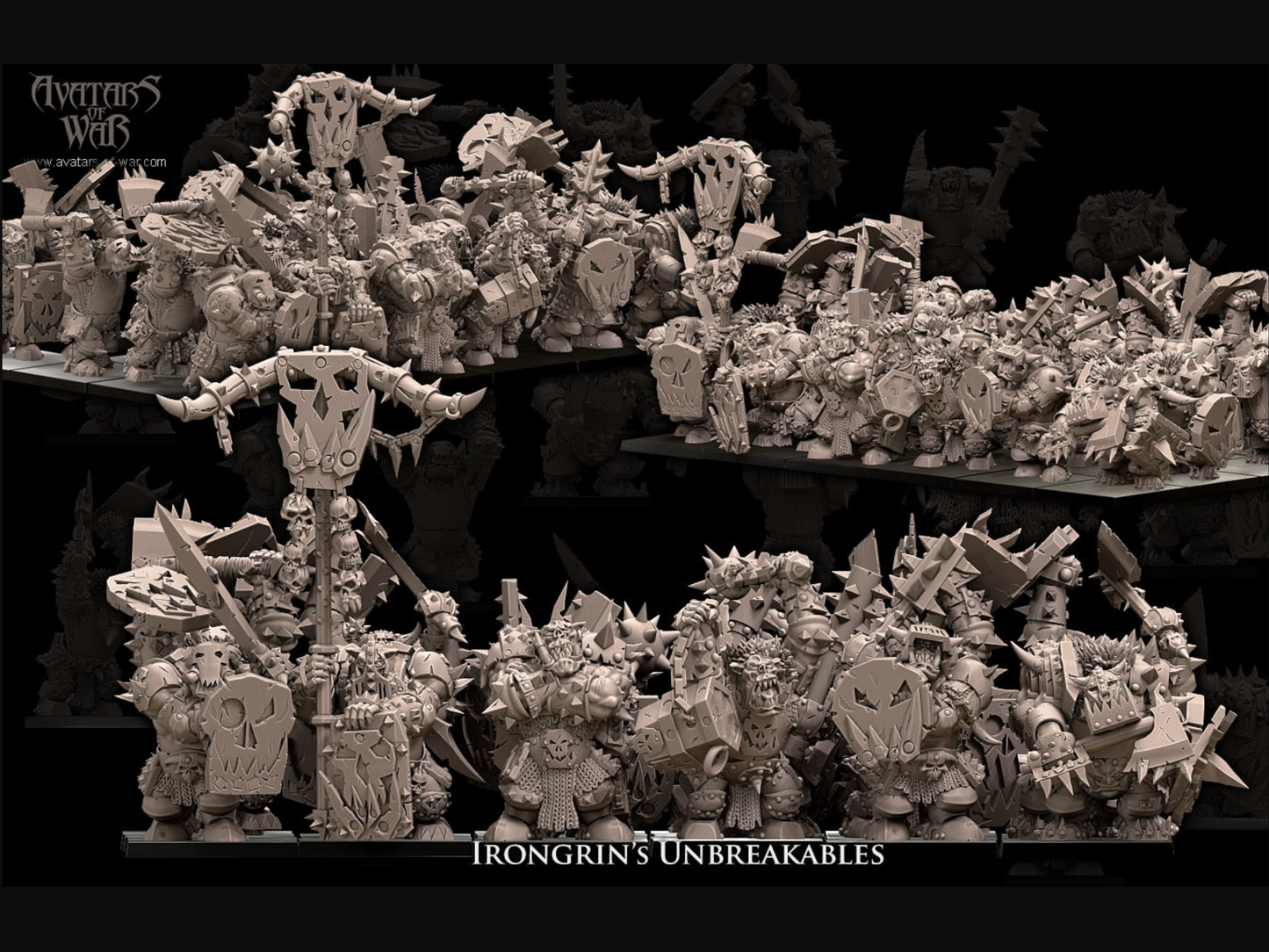 ๐๐ซ๐จ๐ง๐ ๐ซ๐ข๐ง'๐ฌ ๐๐ง๐๐ซ๐๐๐ค๐๐๐ฅ๐๐ฌ Armoured Iron Orcs with Weapons & Shield Regiment, featuring an ๐๐ฉ๐ ๐ซ๐๐๐๐ ๐๐จ๐ฆ๐ฆ๐๐ง๐ ๐๐ฉ๐ญ๐ข๐จ๐ง