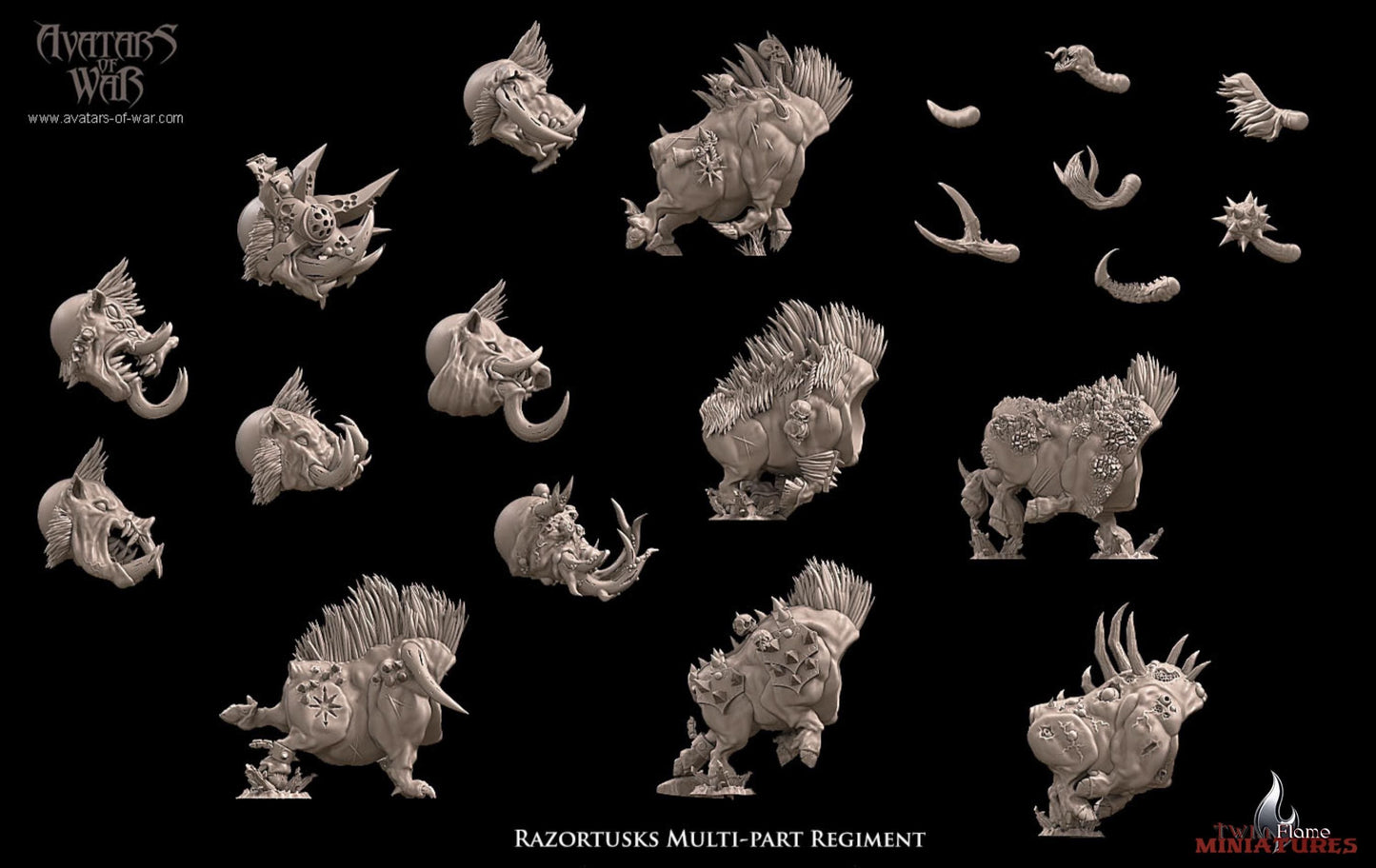 Razortusks Multi-Part Regiment | Mutated Chaos Boar Monsters