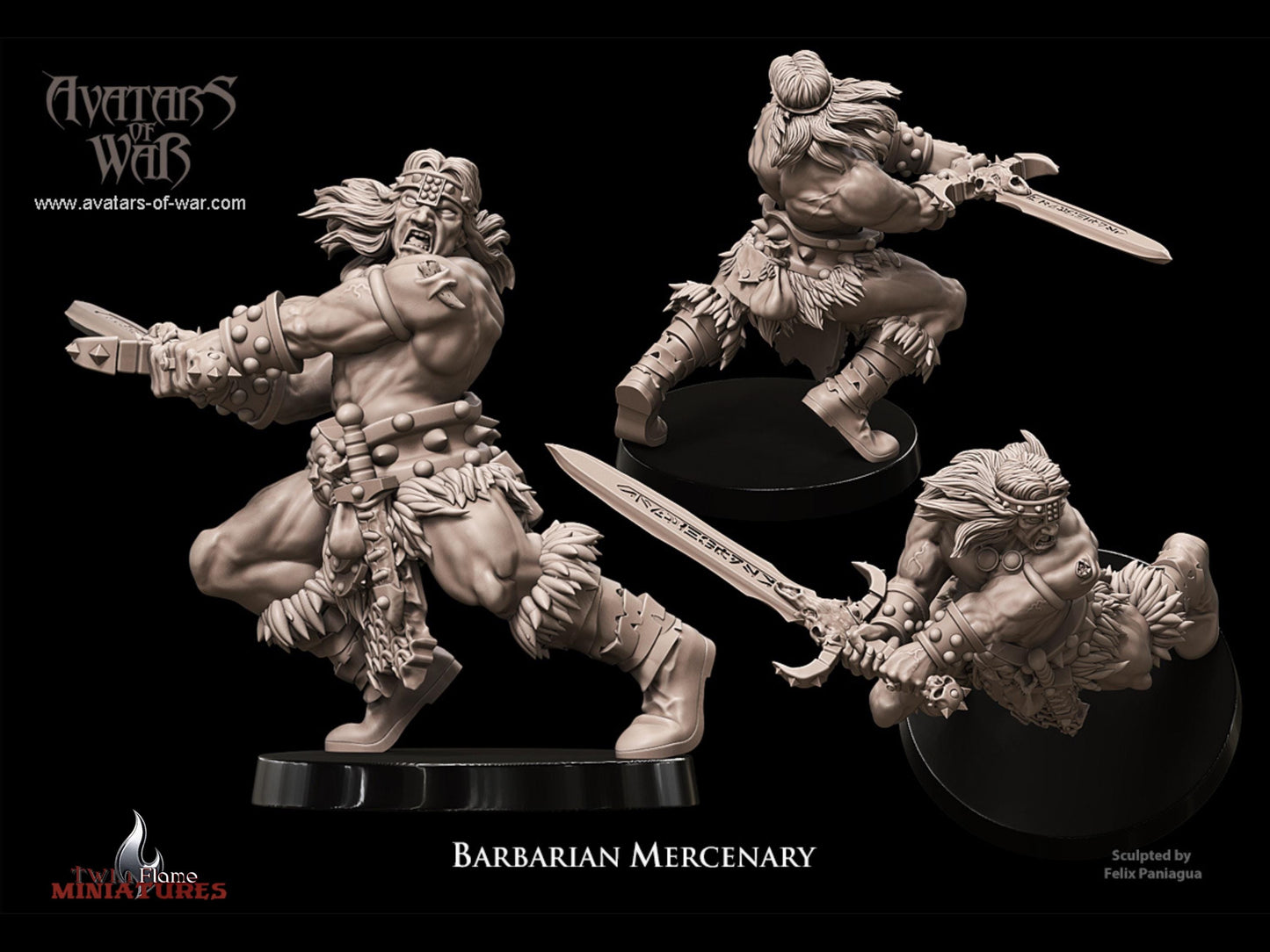 Barbarian Mercenary Hero | Dynamic Male Warrior with Runed Sword