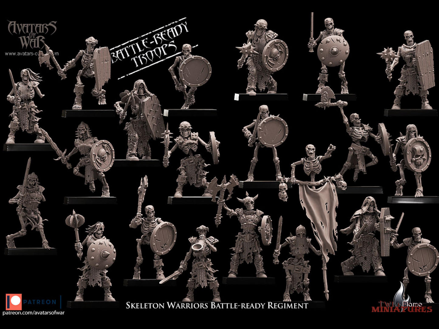 20 Undead Skeleton Warriors Battle-Ready Regiment