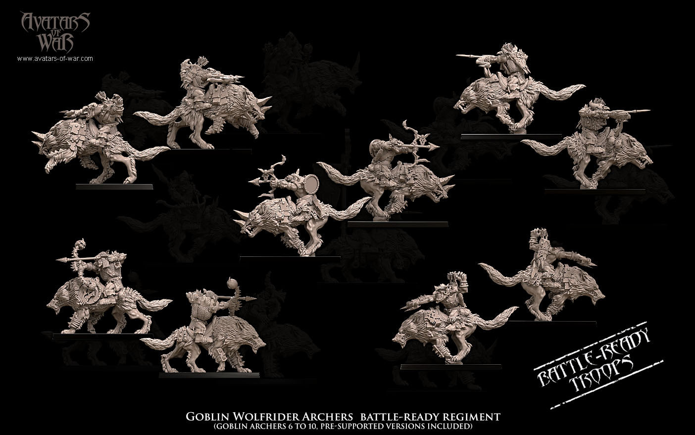Goblin Wolfrider Archers Battle-Ready Regiment