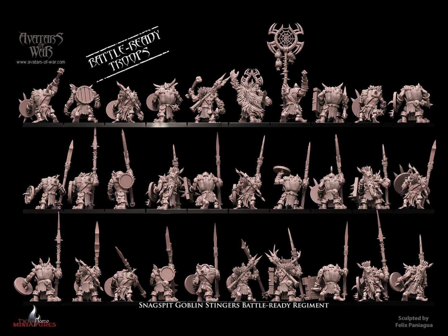 Snagspit Goblin Stingers Battle-Ready Regiment (33 Goblin Spearmen)