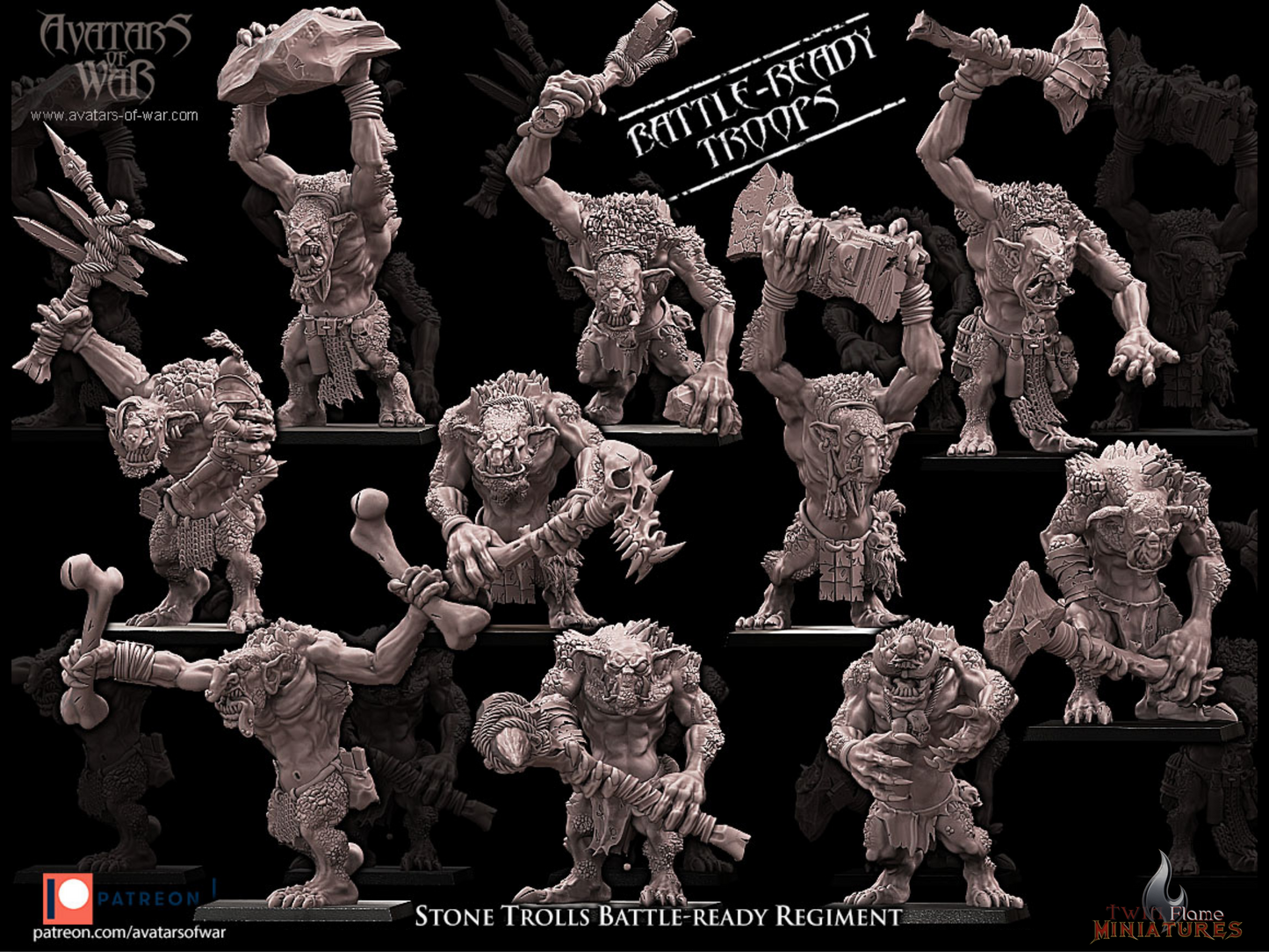 10 Stone Trolls Battle-Ready Regiment