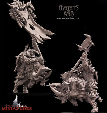 Orc Warlord 𝐆𝐫𝐮𝐧𝐭𝐚𝐤 𝐭𝐡𝐞 𝐈𝐦𝐩𝐚𝐥𝐞𝐫 on Boar Mount with Standard or Great Weapon