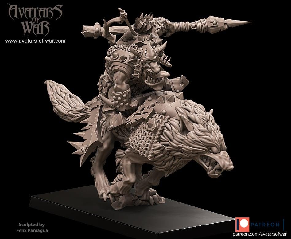 Goblin Hero on Wolf with Bow & Spear