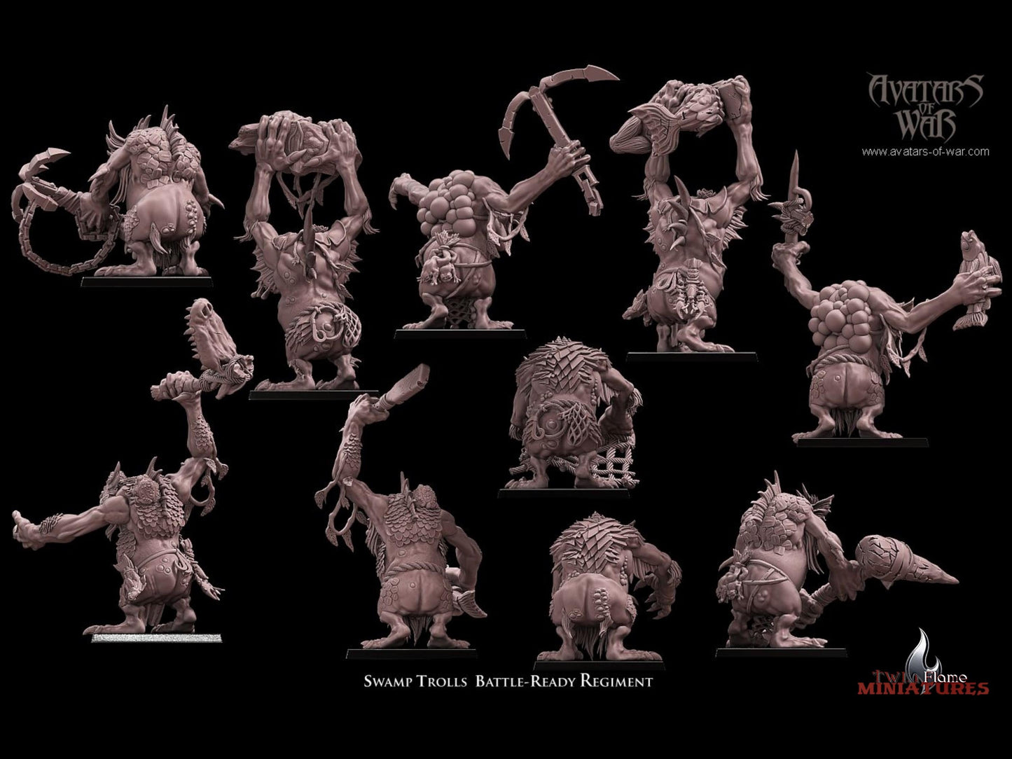 10 Swamp Trolls Battle-Ready Regiment
