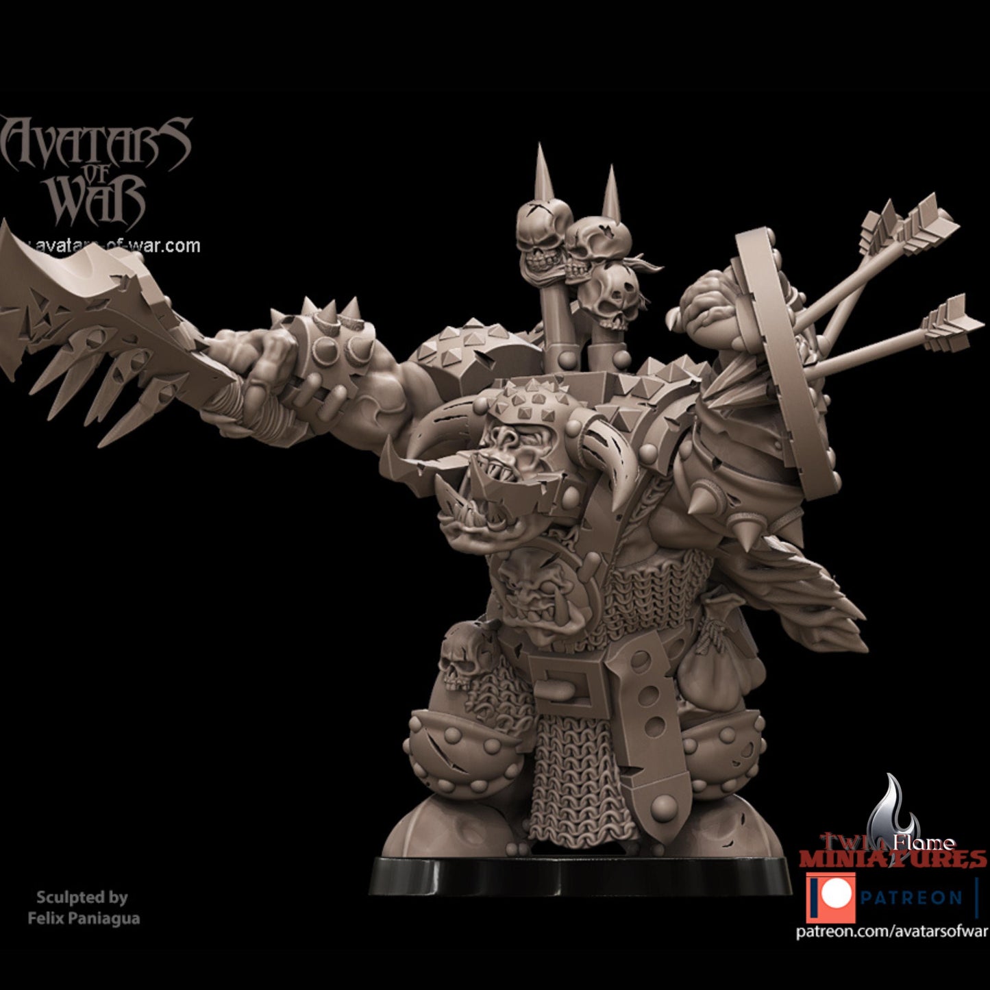 Orc Warlord with Spiked Cleaver & Shield