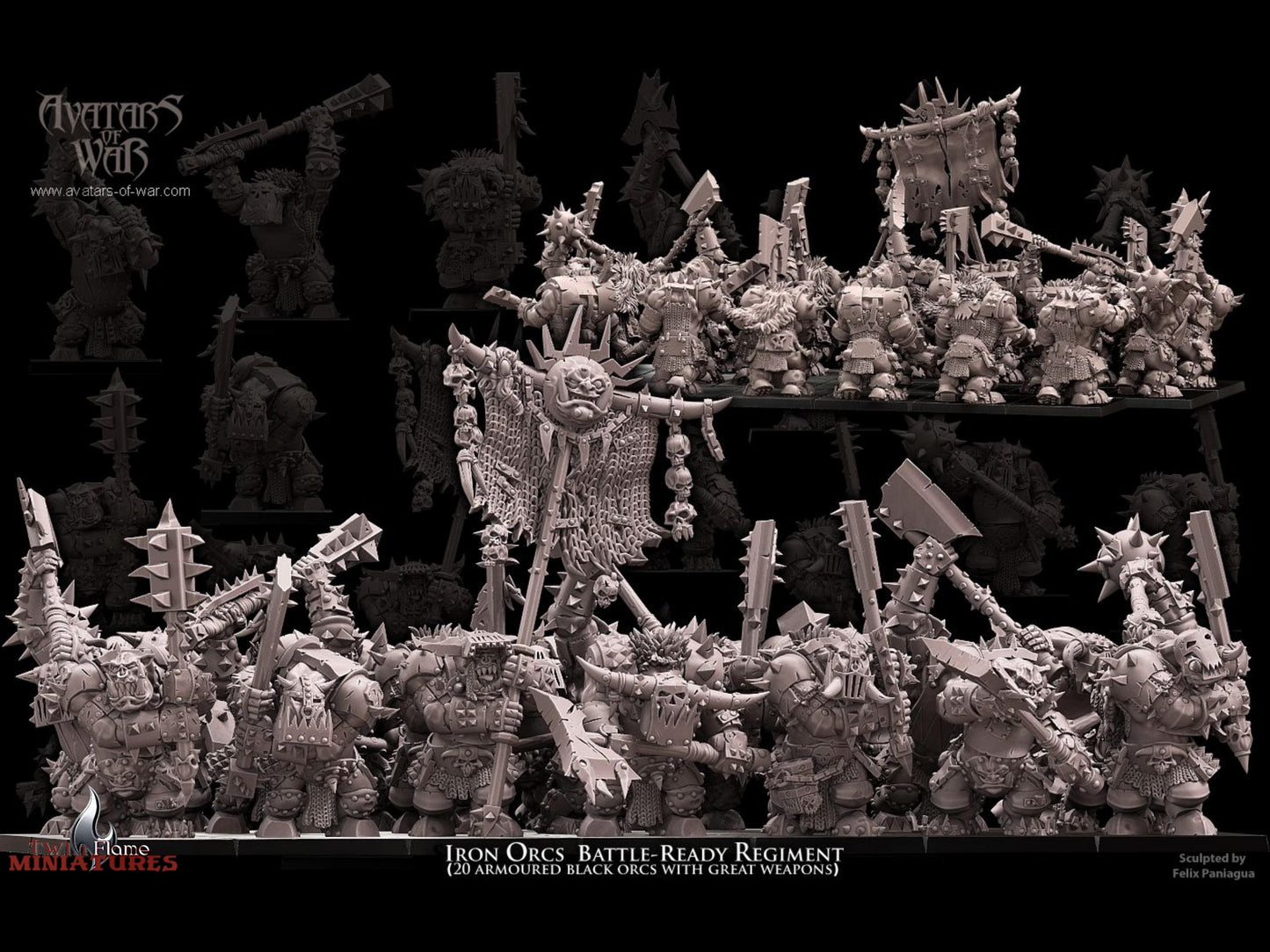 20 Armoured Iron Orcs Regiment with Great Weapons (with Classic Command Group)