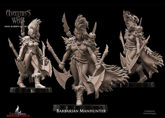 Female Barbarian Manhunter with Two Axes