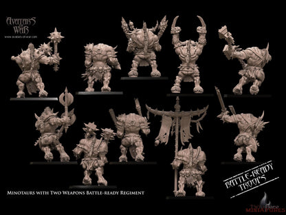 10 Minotaurs with Two Weapons Battle-Ready Regiment