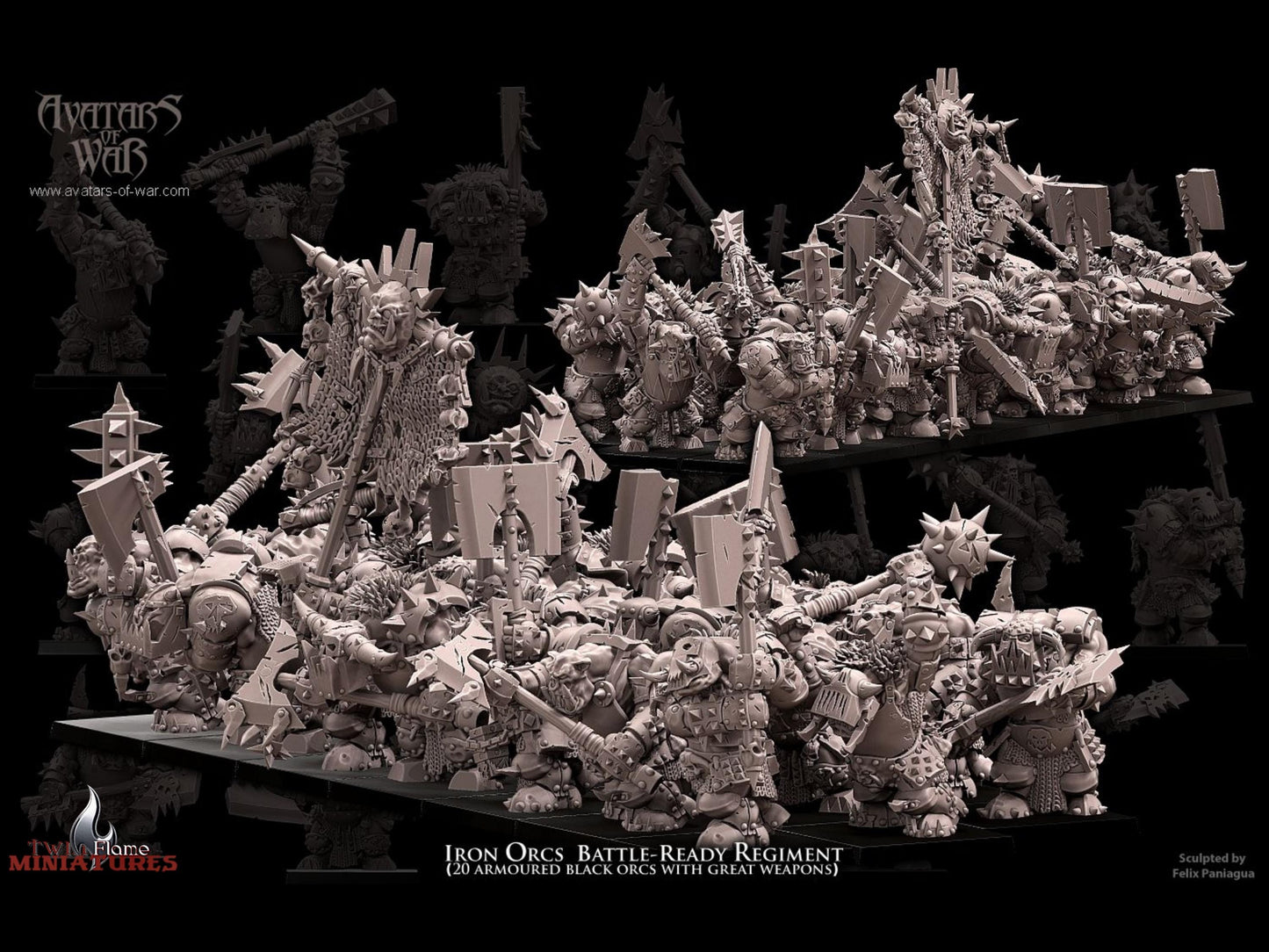 20 Armoured Iron Orcs Regiment with Great Weapons (with Classic Command Group)