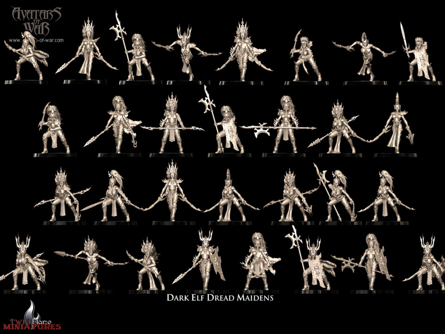 30 Dark Elf Dread Maidens Battle-Ready Regiment