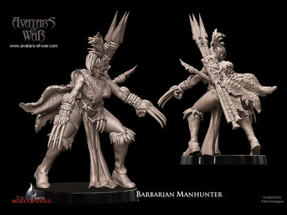 Female Barbarian Manhunter with Clawed Gauntlets