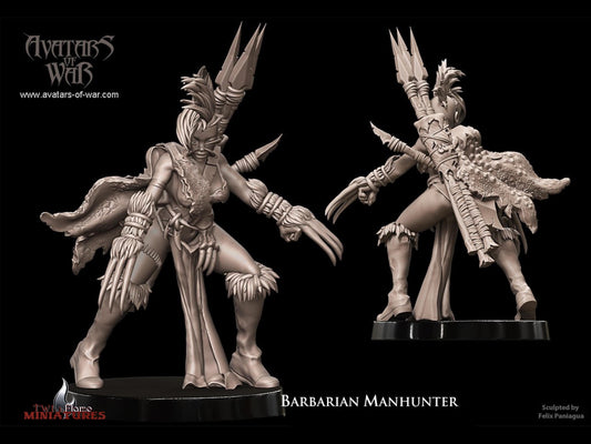 Female Barbarian Manhunter with Clawed Gauntlets