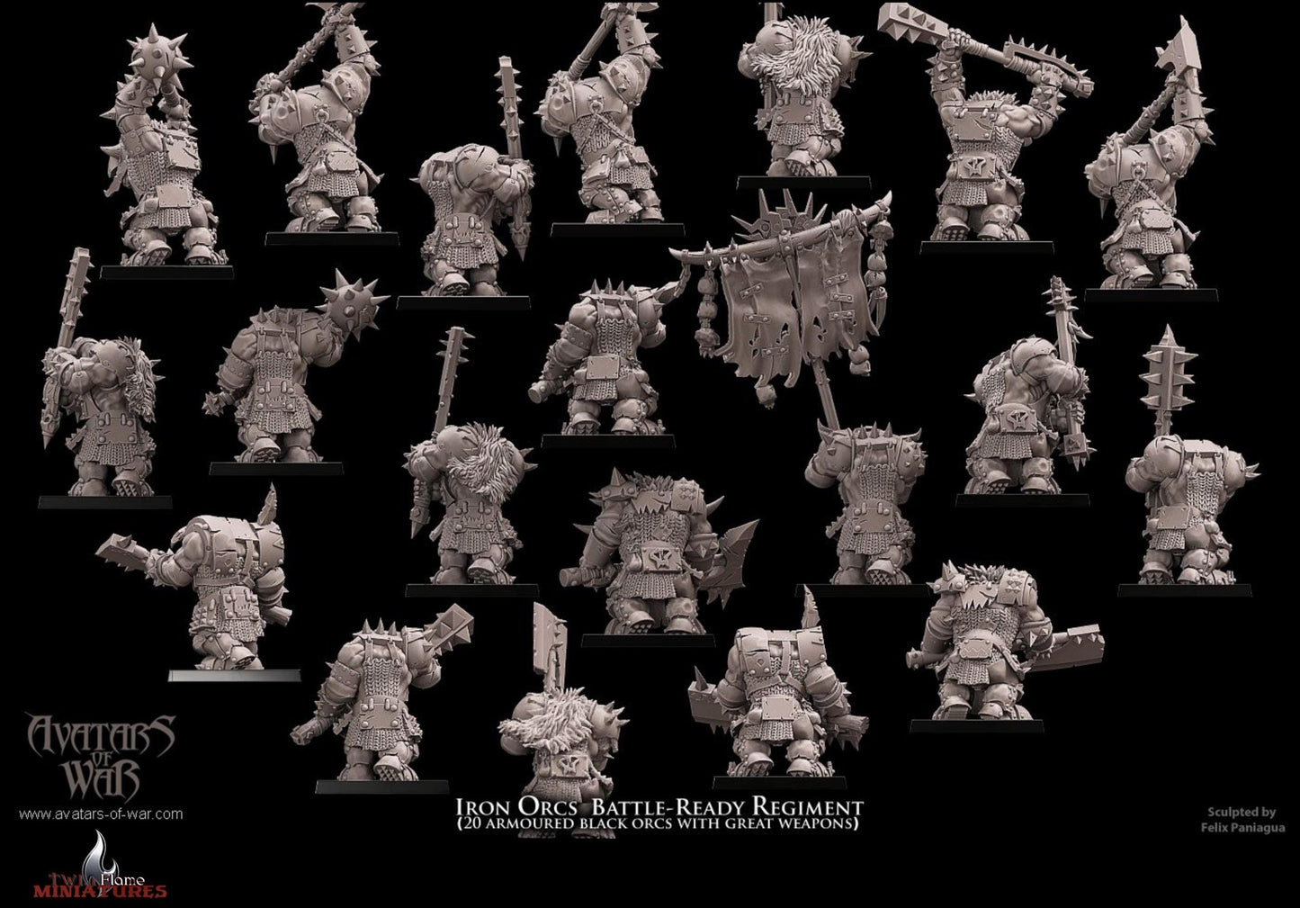 20 Armoured Iron Orcs Regiment with Great Weapons (with Classic Command Group)