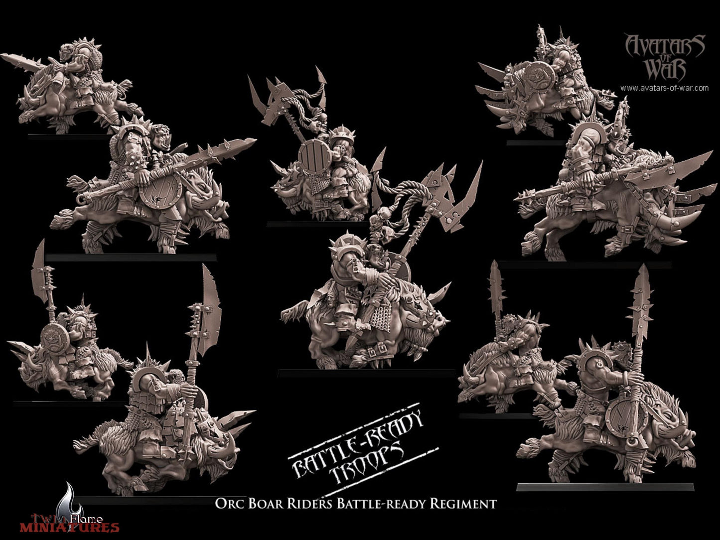 10 Armoured Orc Boar Riders Battle-Ready Regiment