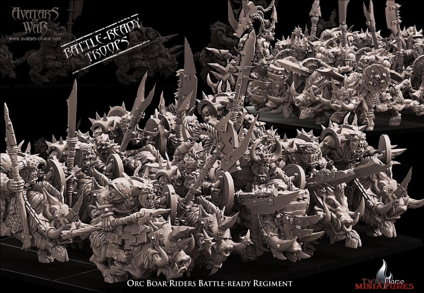 10 Armoured Orc Boar Riders Battle-Ready Regiment