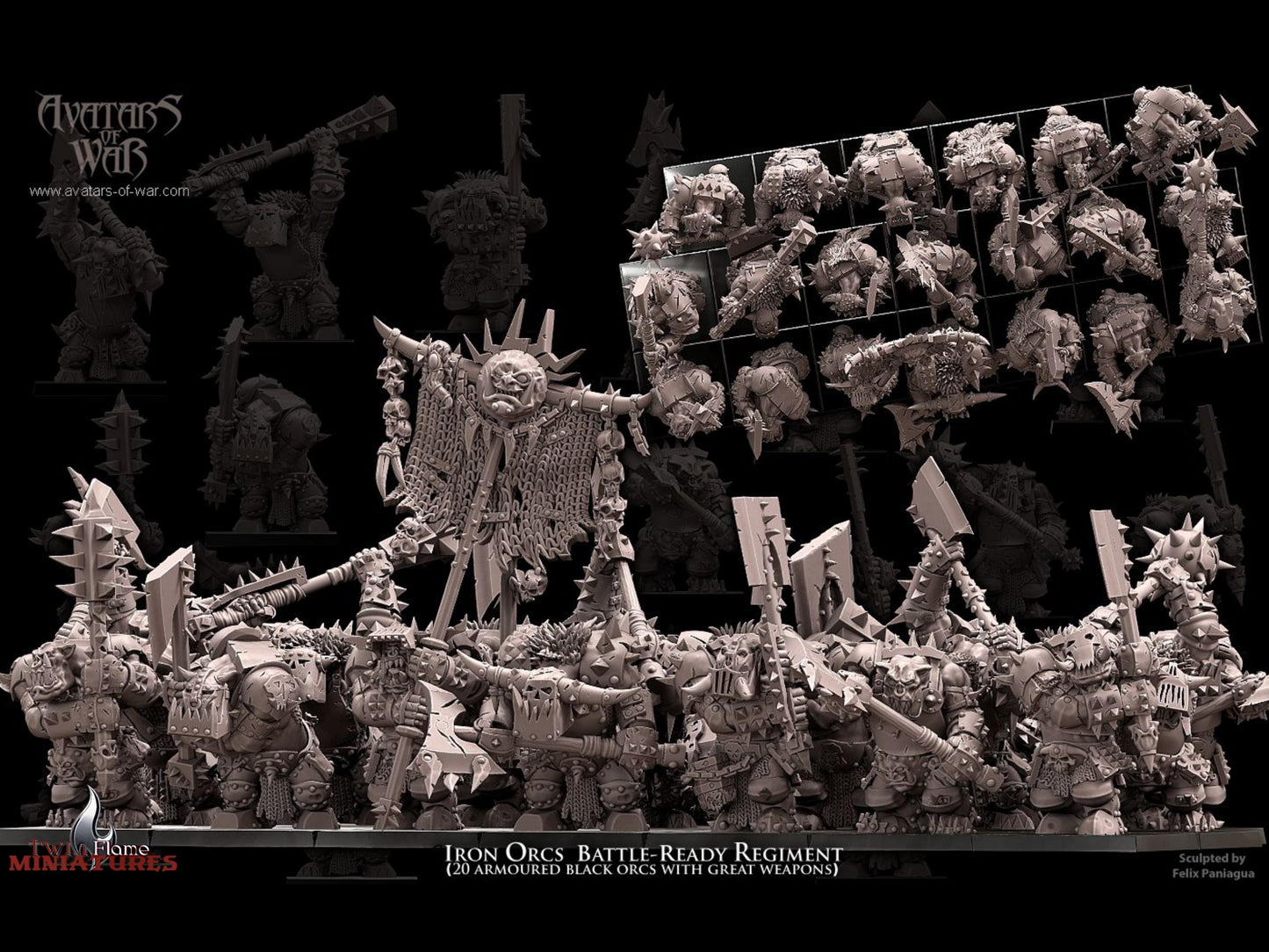 20 Armoured Iron Orcs Regiment with Great Weapons (with Classic Command Group)