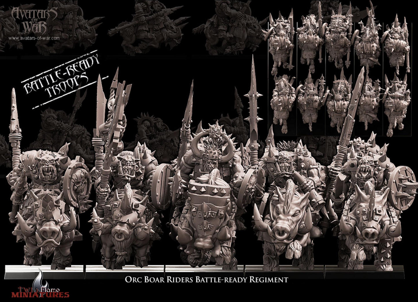 10 Armoured Orc Boar Riders Battle-Ready Regiment