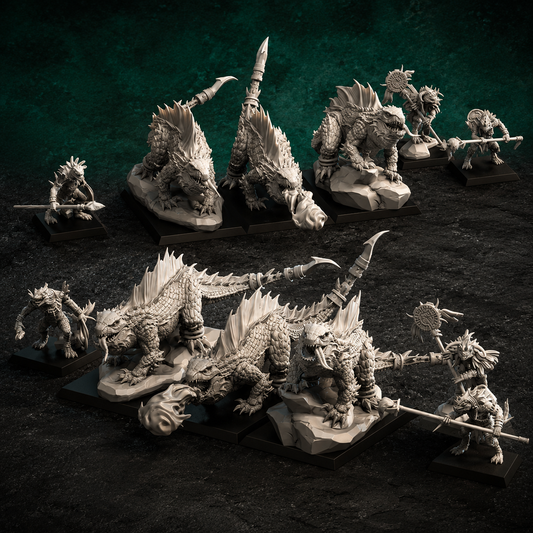 Lizardmen Fiery Beasts with Handlers