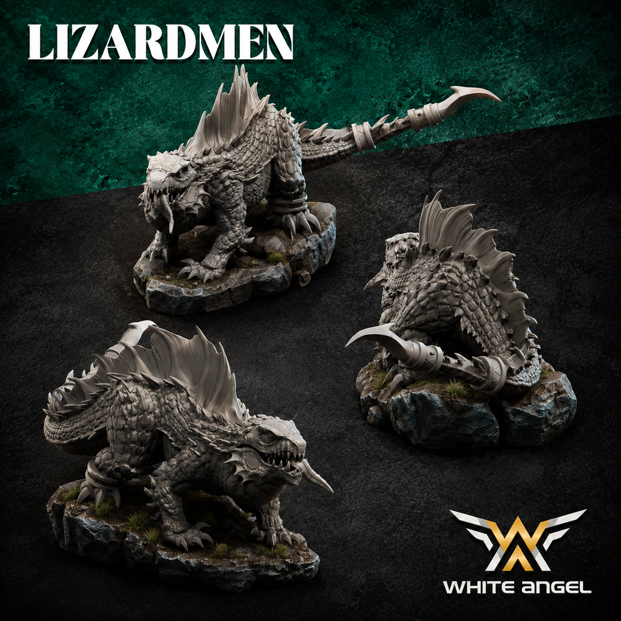 Lizardmen Fiery Beasts with Handlers