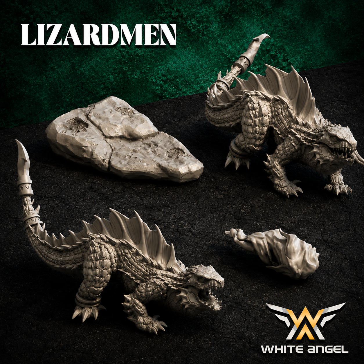 Lizardmen Fiery Beasts with Handlers
