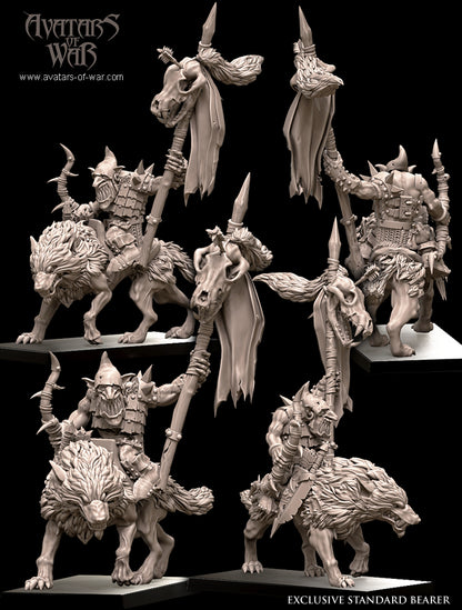 10 Goblin Wolfrider Archers Battle-Ready Regiment, featuring an 𝐔𝐩𝐠𝐫𝐚𝐝𝐞𝐝 𝐂𝐨𝐦𝐦𝐚𝐧𝐝 𝐎𝐩𝐭𝐢𝐨𝐧