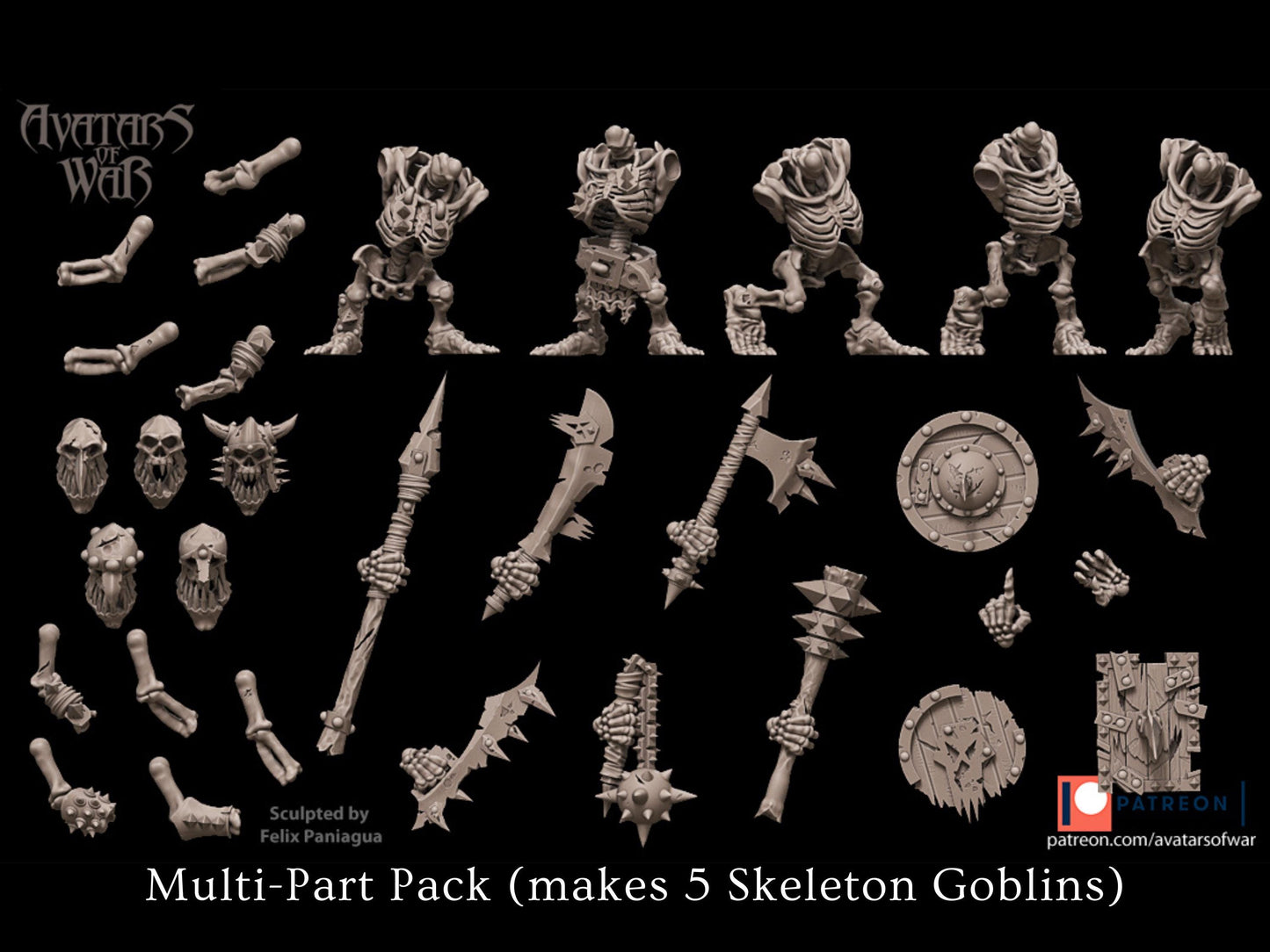 Skeletal Goblin Warriors | Multipart & Battle-Ready Undead Goblins