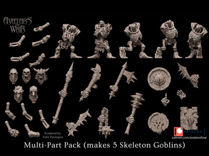 Skeletal Goblin Warriors | Multipart & Battle-Ready Undead Goblins
