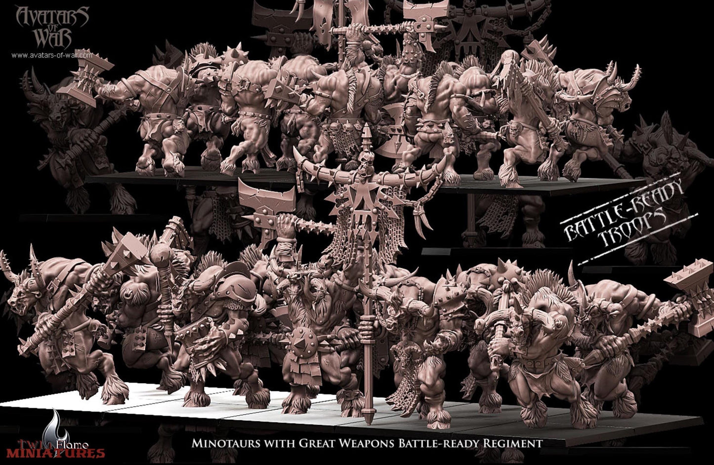 10 Minotaurs with Great Weapons Battle-Ready Regiment | Monstrous Infantry