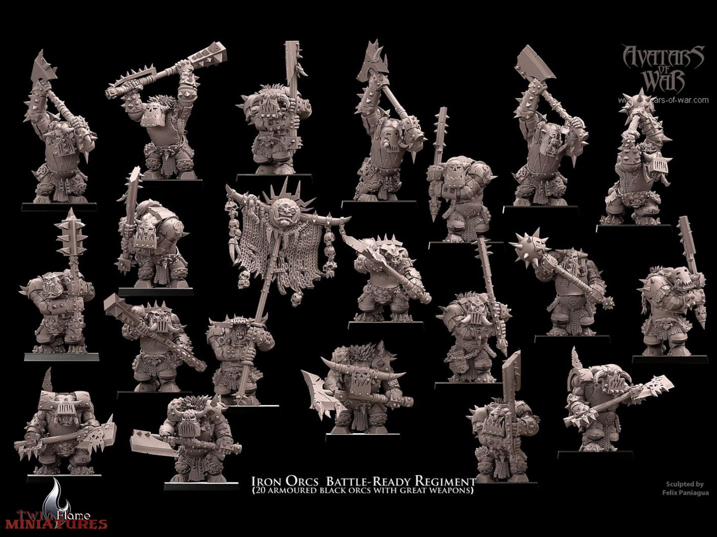 20 Armoured Iron Orcs Regiment with Great Weapons (with Classic Command Group)