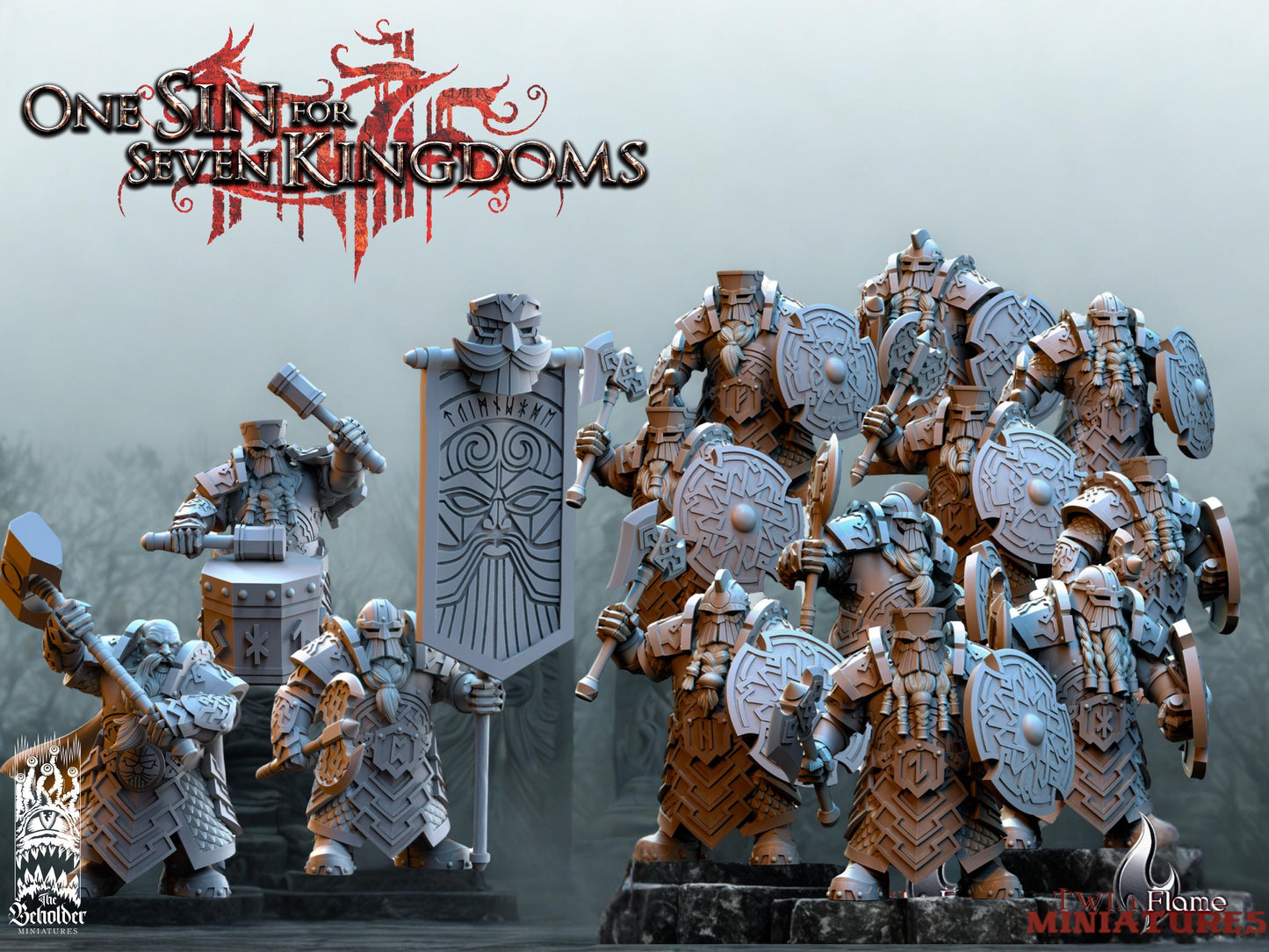 Ironheads Dwarven Regiment | Axe & Shield Infantry with Command Group