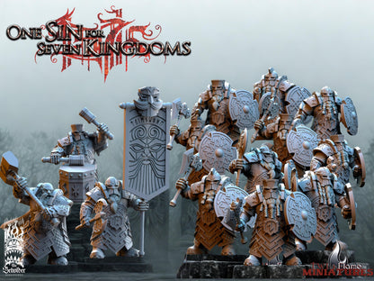 Ironheads Dwarven Regiment | Axe & Shield Infantry with Command Group
