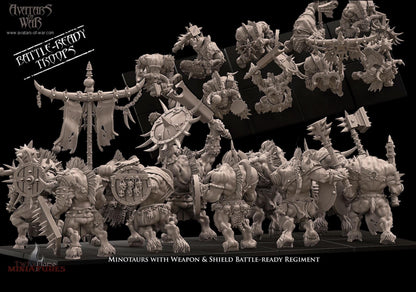 10 Minotaurs with Weapon & Shield Battle-Ready Regiment