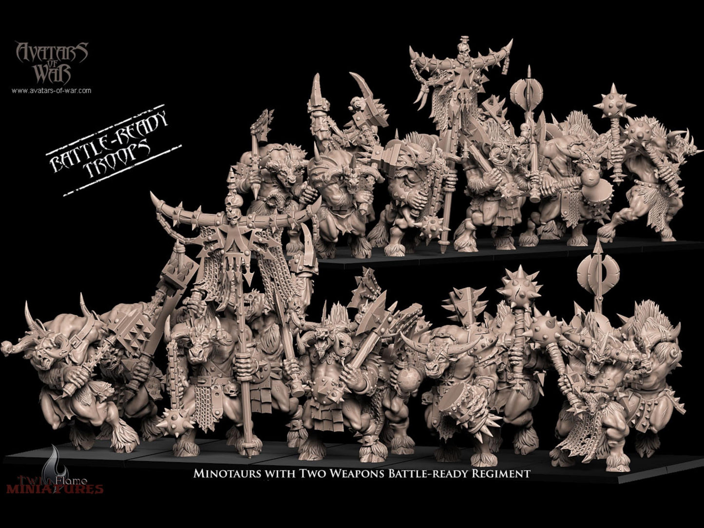 10 Minotaurs with Two Weapons Battle-Ready Regiment