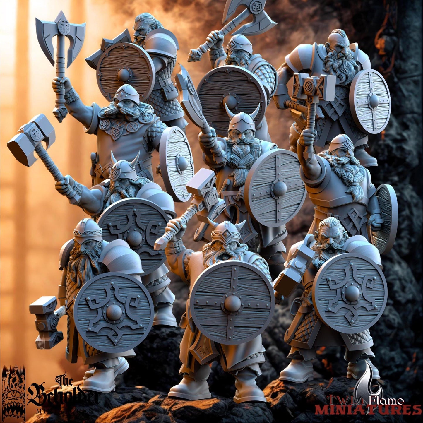 Dwarven Kingdoms Warriors Regiment | Axe & Hammer Infantry with Command Group