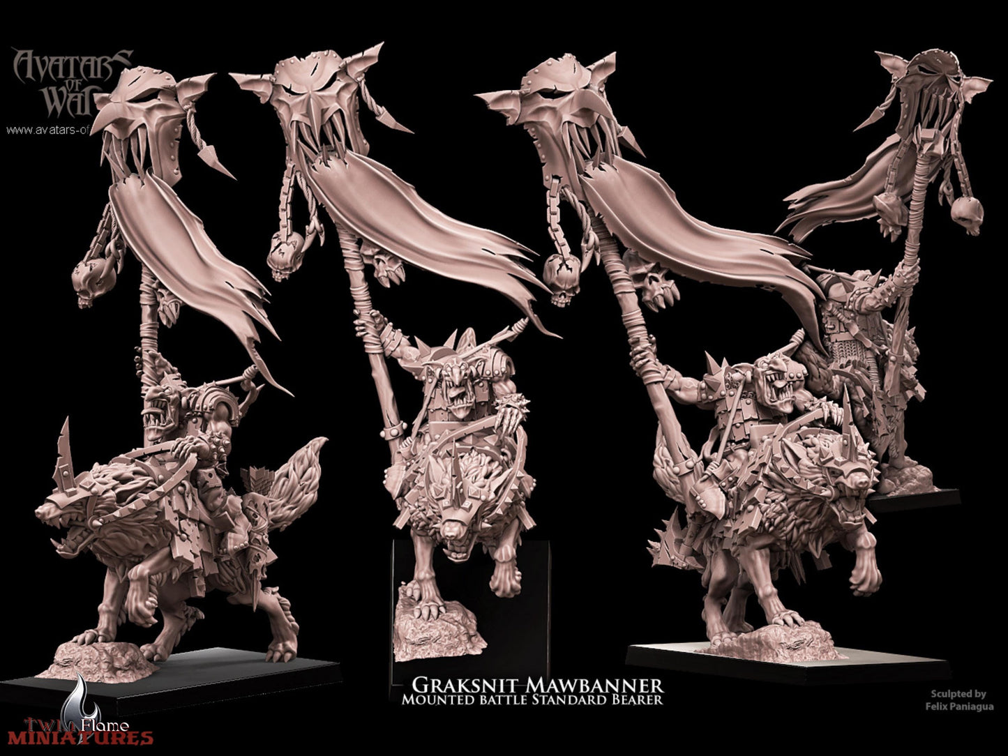 𝐆𝐫𝐚𝐤𝐬𝐧𝐢𝐤 𝐌𝐚𝐰𝐛𝐚𝐧𝐧𝐞𝐫 Goblin Battle Standard Bearer on Wolf | Battle-Ready