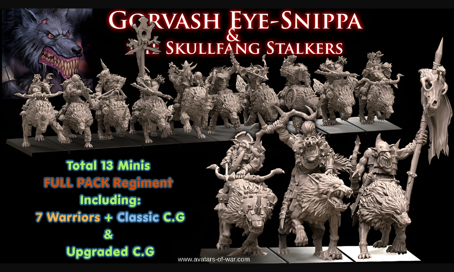 10 Goblin Wolfrider Archers Battle-Ready Regiment, featuring an 𝐔𝐩𝐠𝐫𝐚𝐝𝐞𝐝 𝐂𝐨𝐦𝐦𝐚𝐧𝐝 𝐎𝐩𝐭𝐢𝐨𝐧