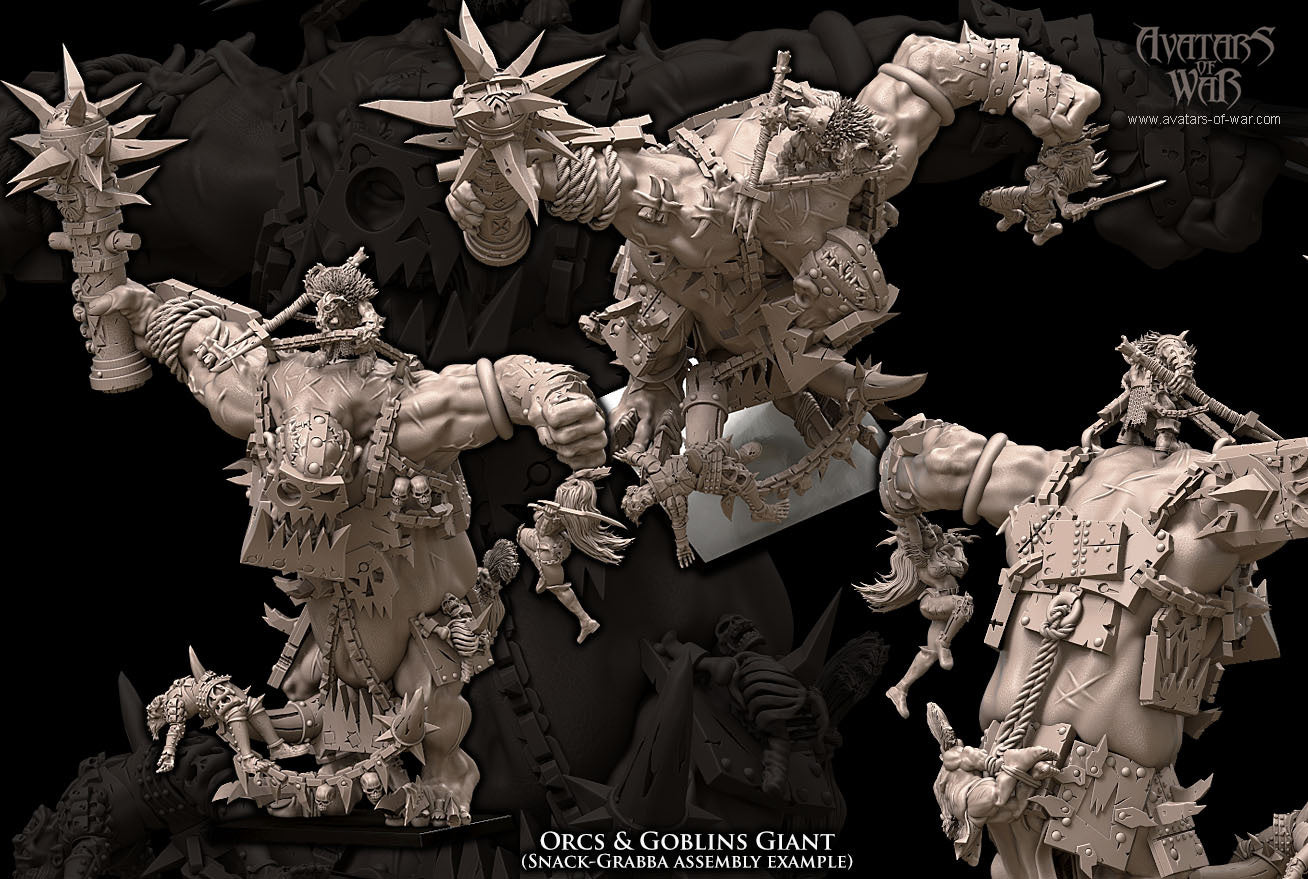 Gorilla-like creature with detailed armor and weapons on a dark background
