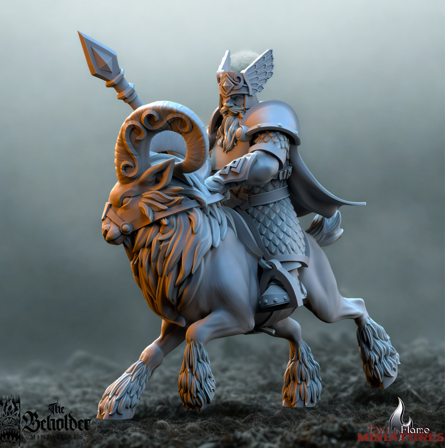 5 Dwarven Mountain Ram Riders Cavalry Unit