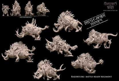 7 Razortusks Battle-Ready Regiment | Mutated Chaos Boars