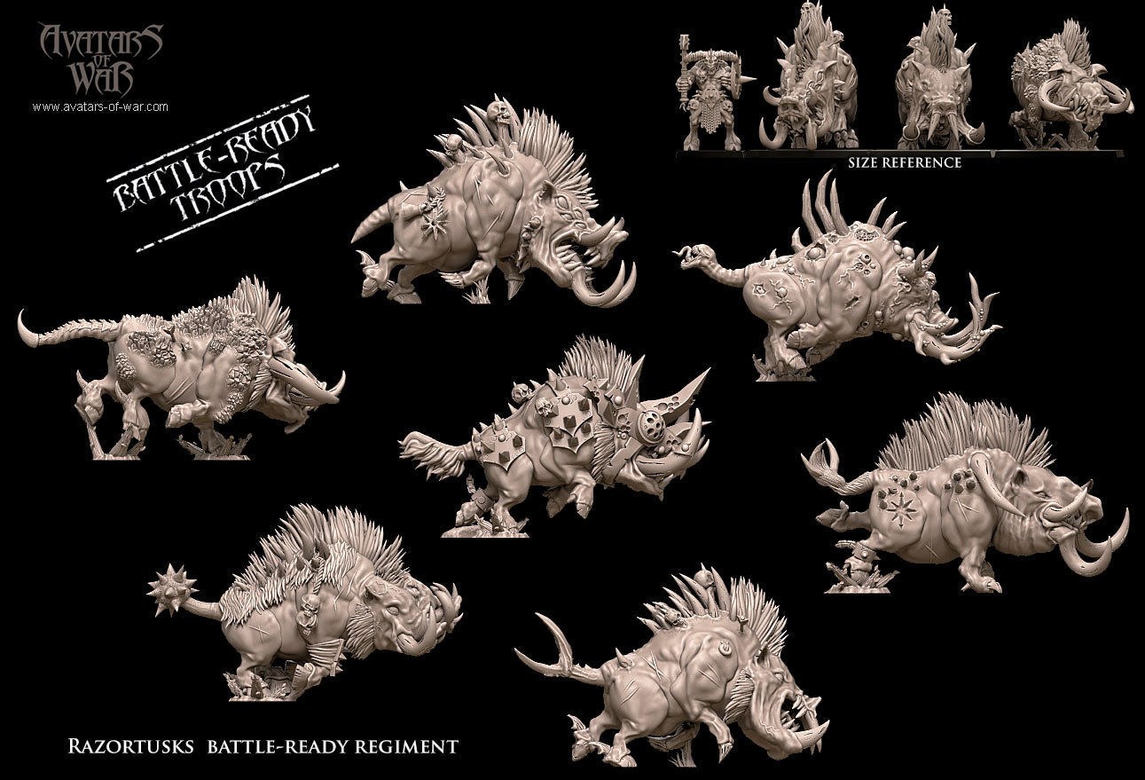 7 Razortusks Battle-Ready Regiment | Mutated Chaos Boars