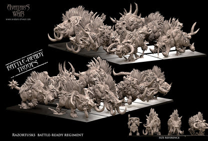 7 Razortusks Battle-Ready Regiment | Mutated Chaos Boars