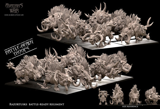 7 Razortusks Battle-Ready Regiment | Mutated Chaos Boars